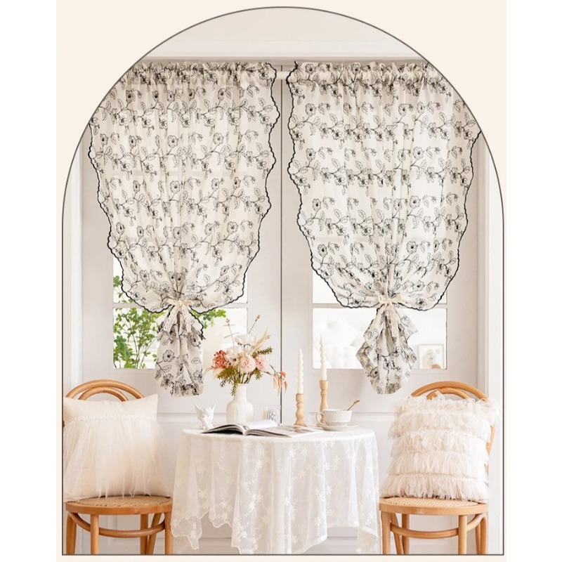 French Retro Lace Gauze Curtai - Home Fragrance French ulasan dan harga