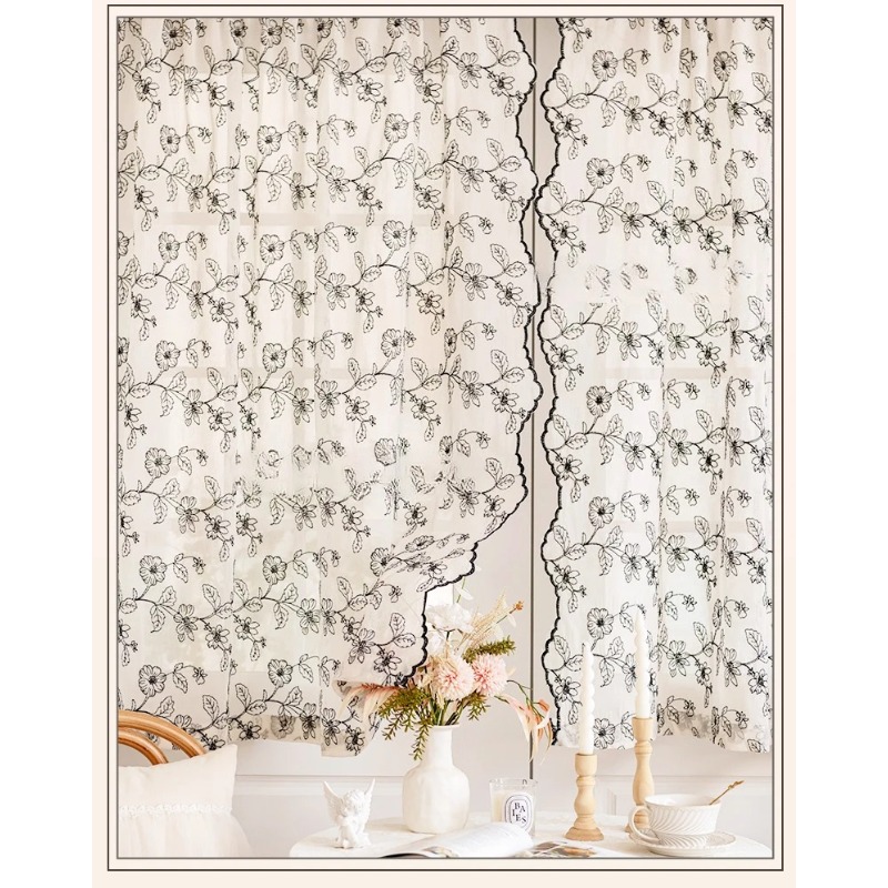 French Retro Lace Gauze Curtai - Home Fragrance French ulasan dan harga